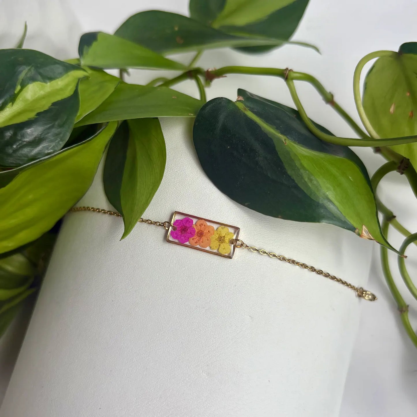Real Flower Rectangle Bracelet