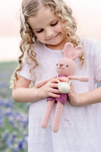 Crochet Doll Set (Gray Bunny+Dark Pink Skirt+Dark Green Pants)