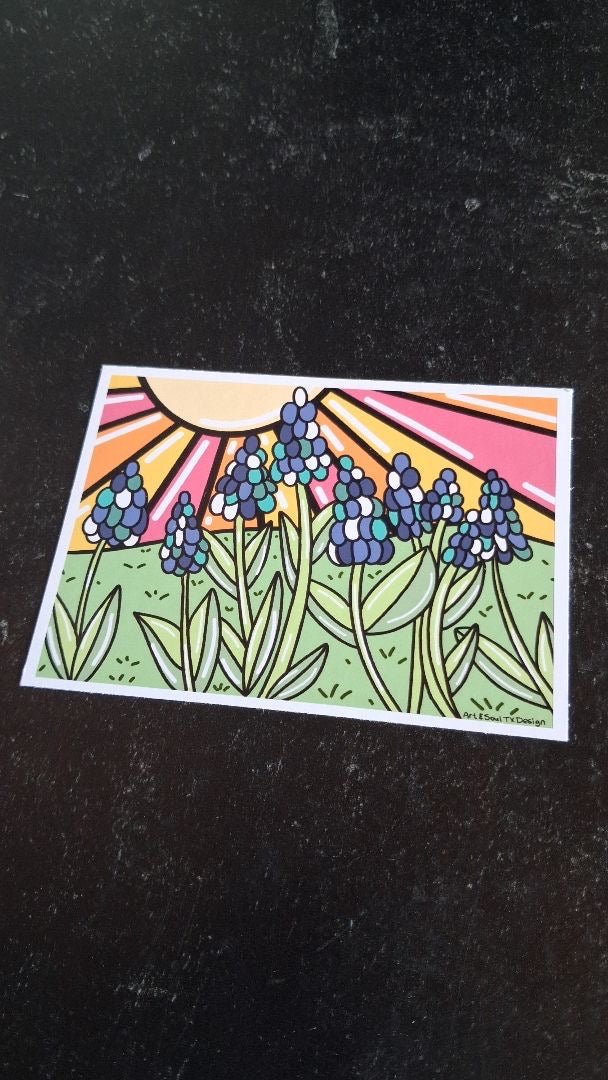 Mini Postcard - Bluebonnets
