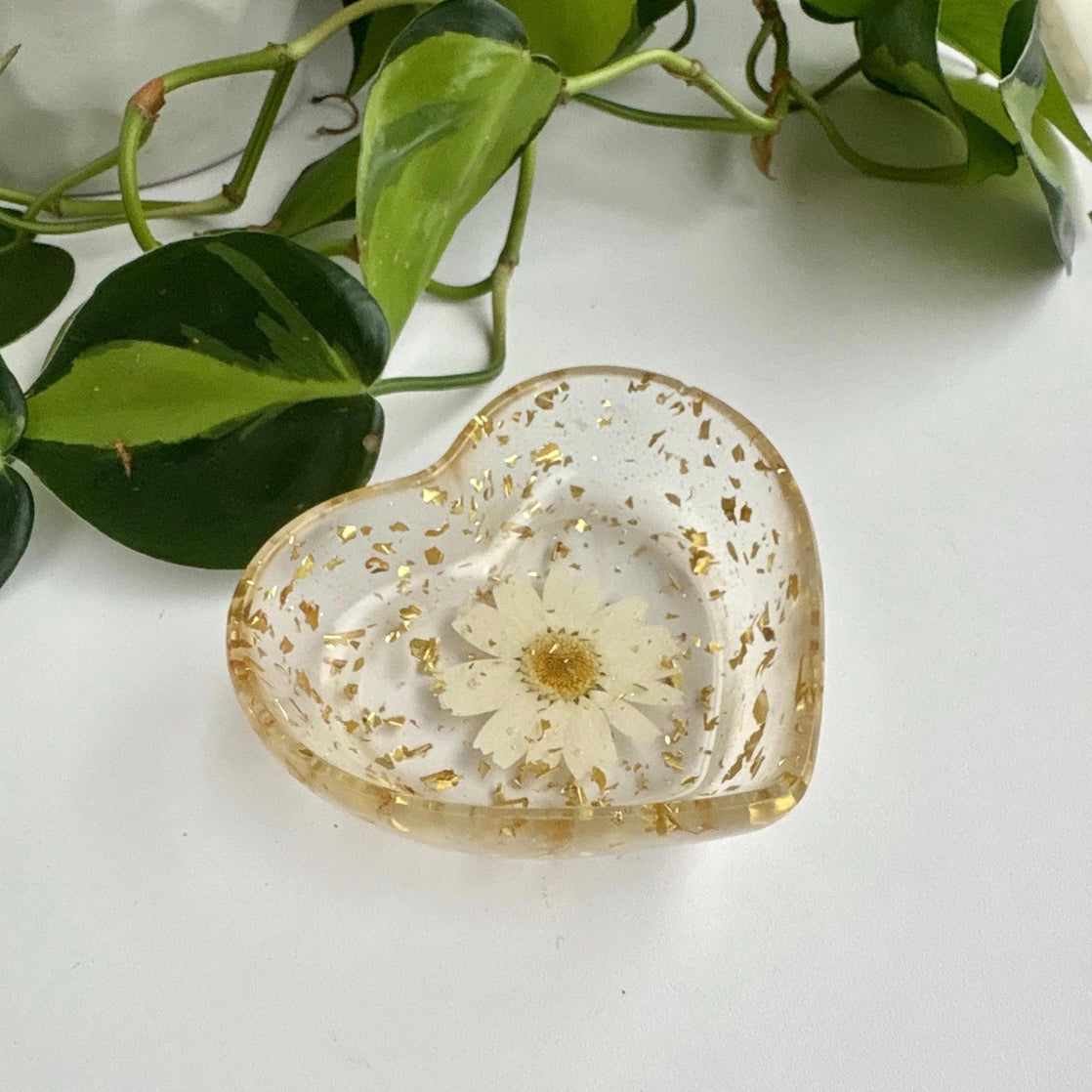 Real Flower Heart Jewelry Dish