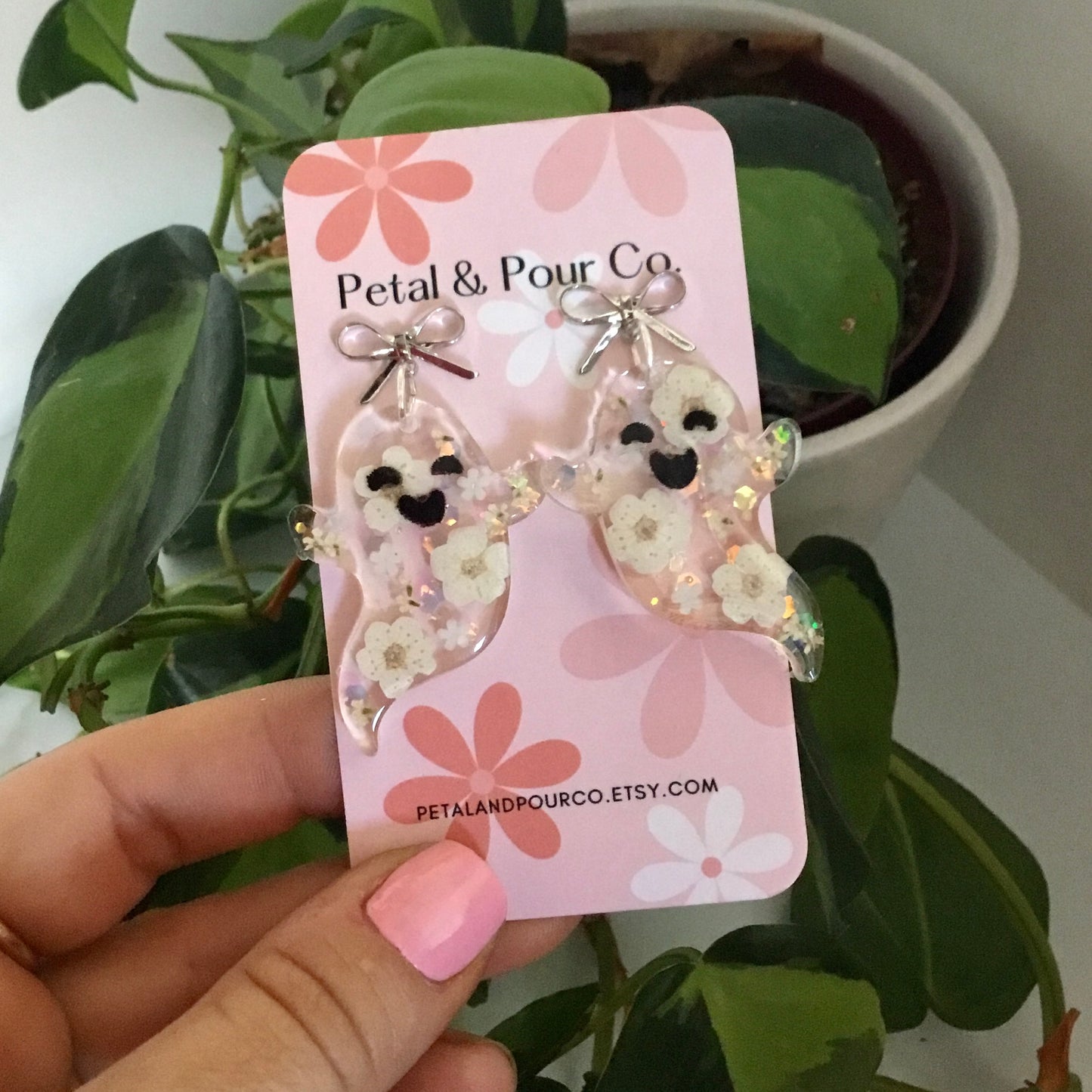 Real Flower Fall Earrings