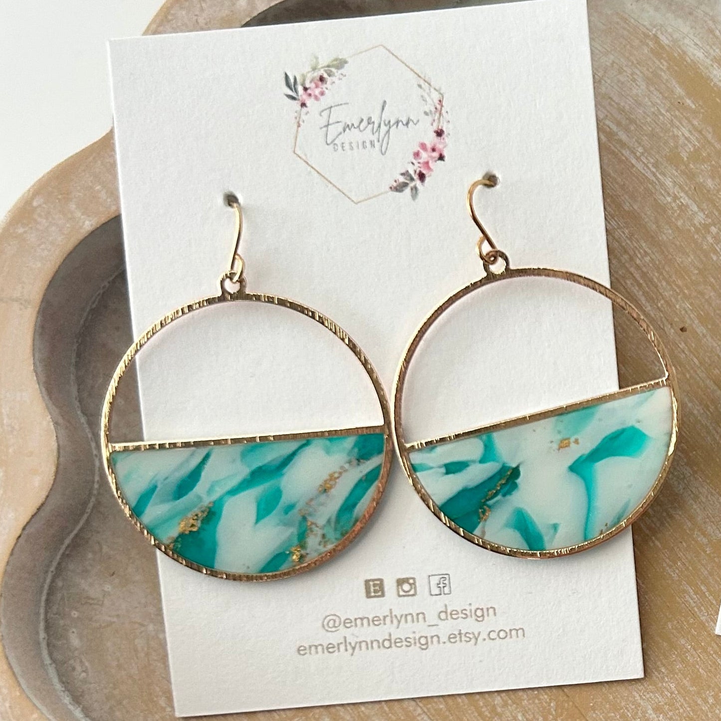 Turquoise and white Marbled Earrings