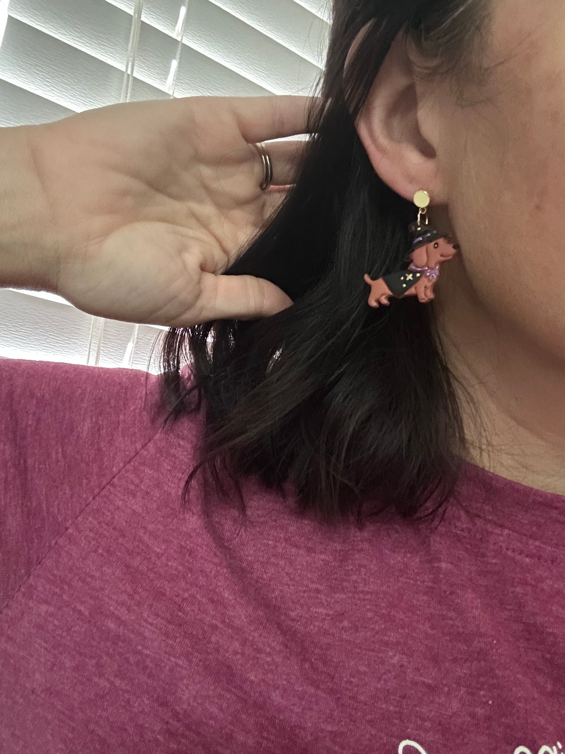Dachshund Witch Earrings