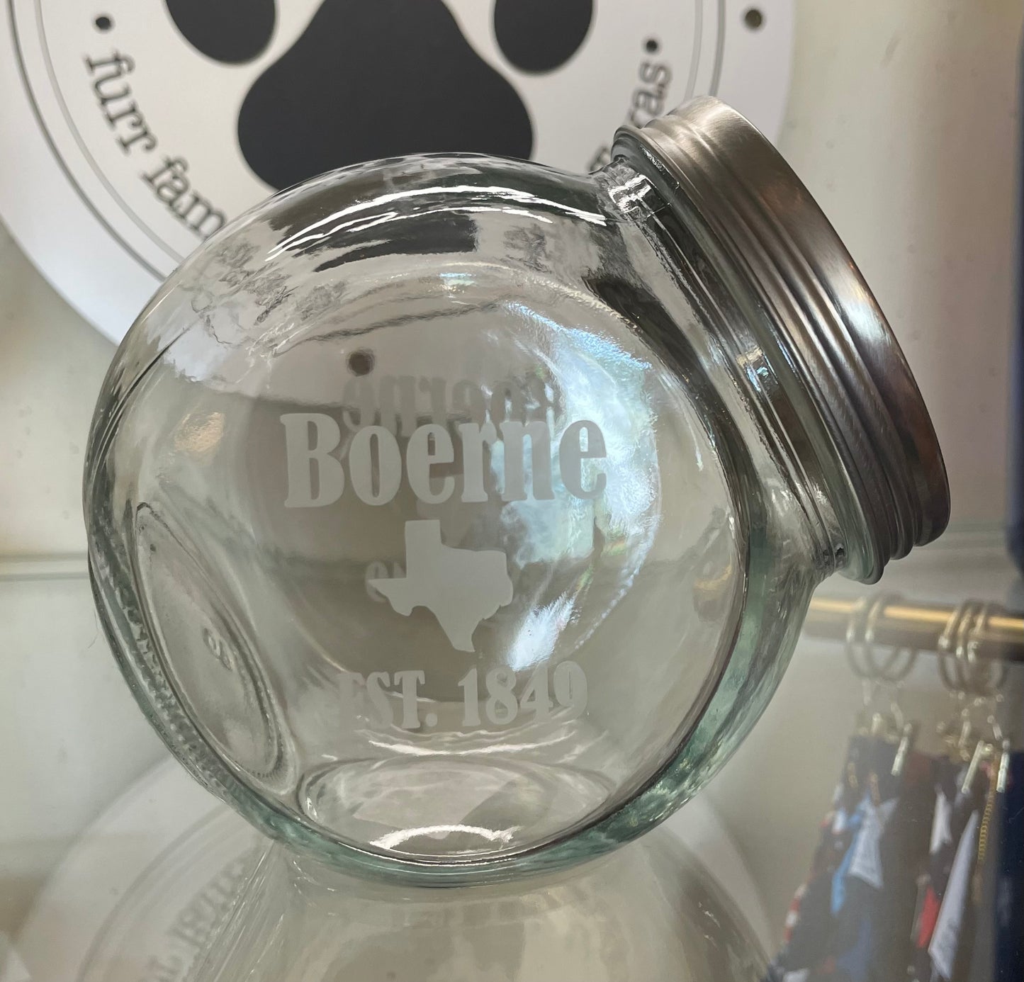 Glass Jar- Boerne Etched