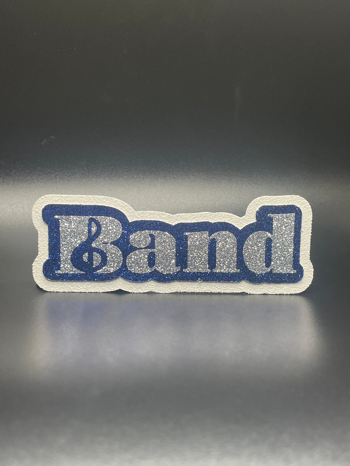 Small Cutout For Homecoming Mum- Band, Silver and Navy