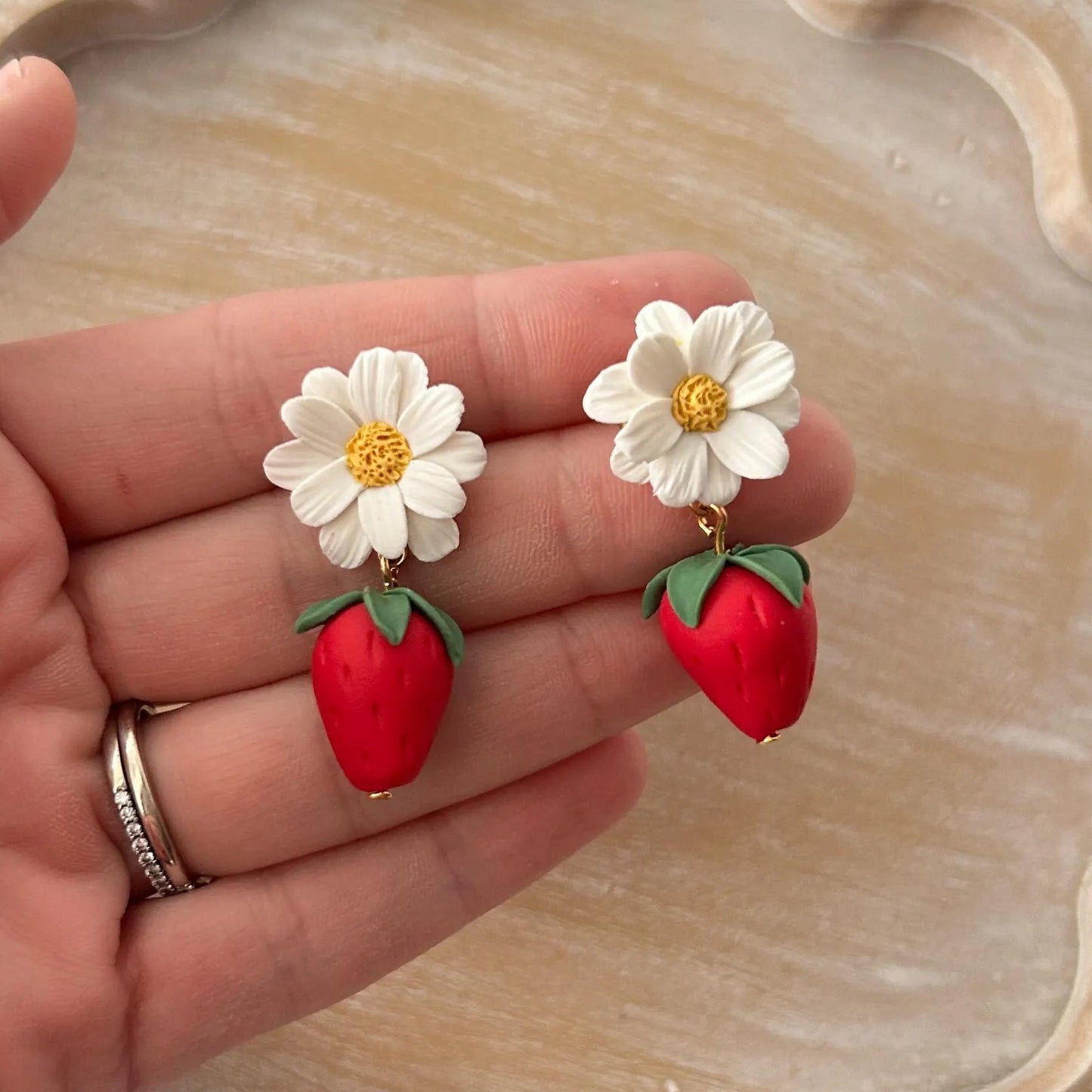 Daisy and Strawberry Dainty Earrings