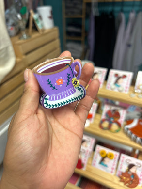 Hair Clips- Purple teacup