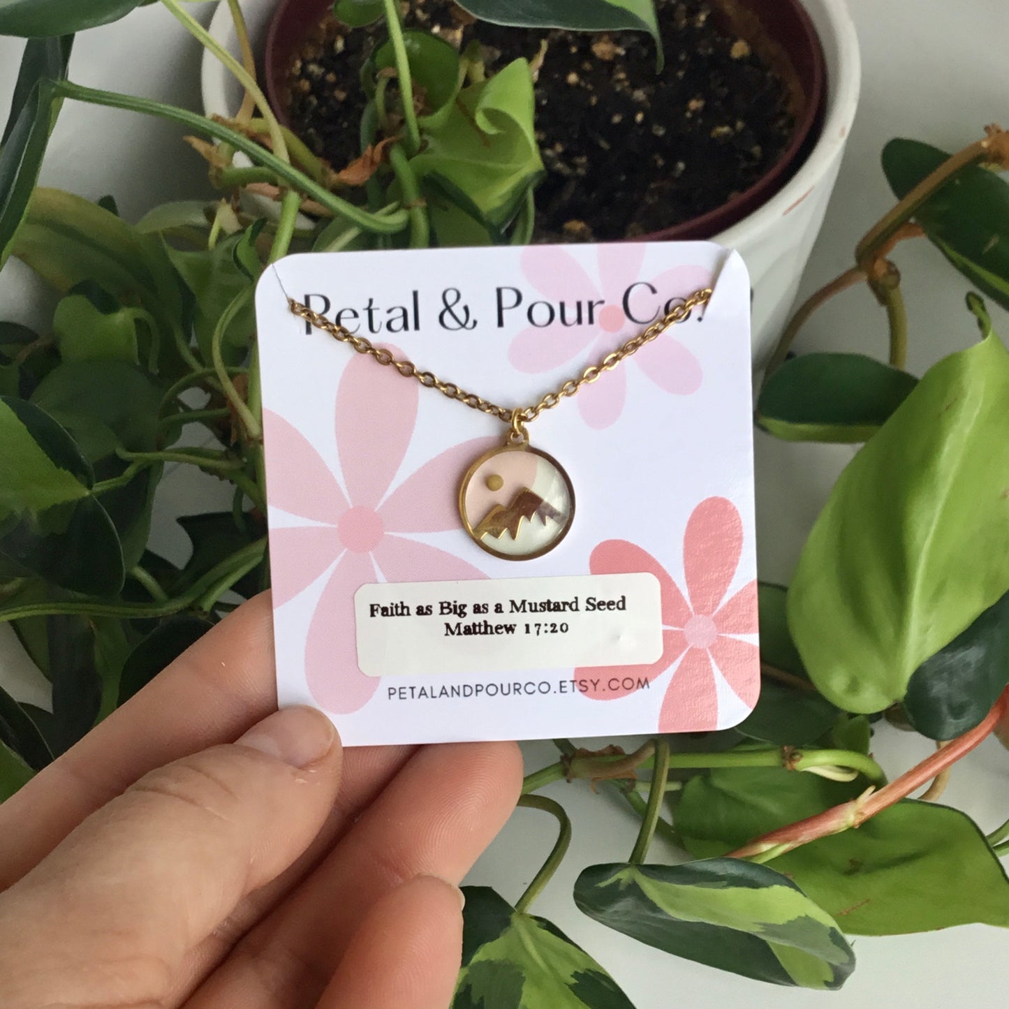 Real Mustard Seed Mountain Necklace