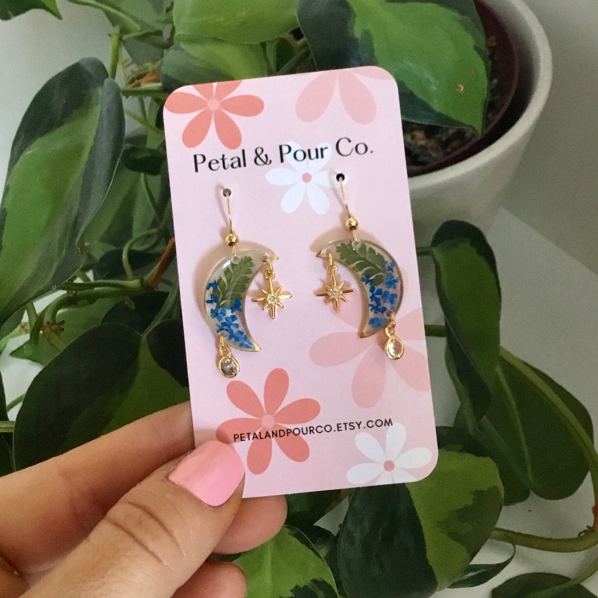 Real Flower Moon Earring