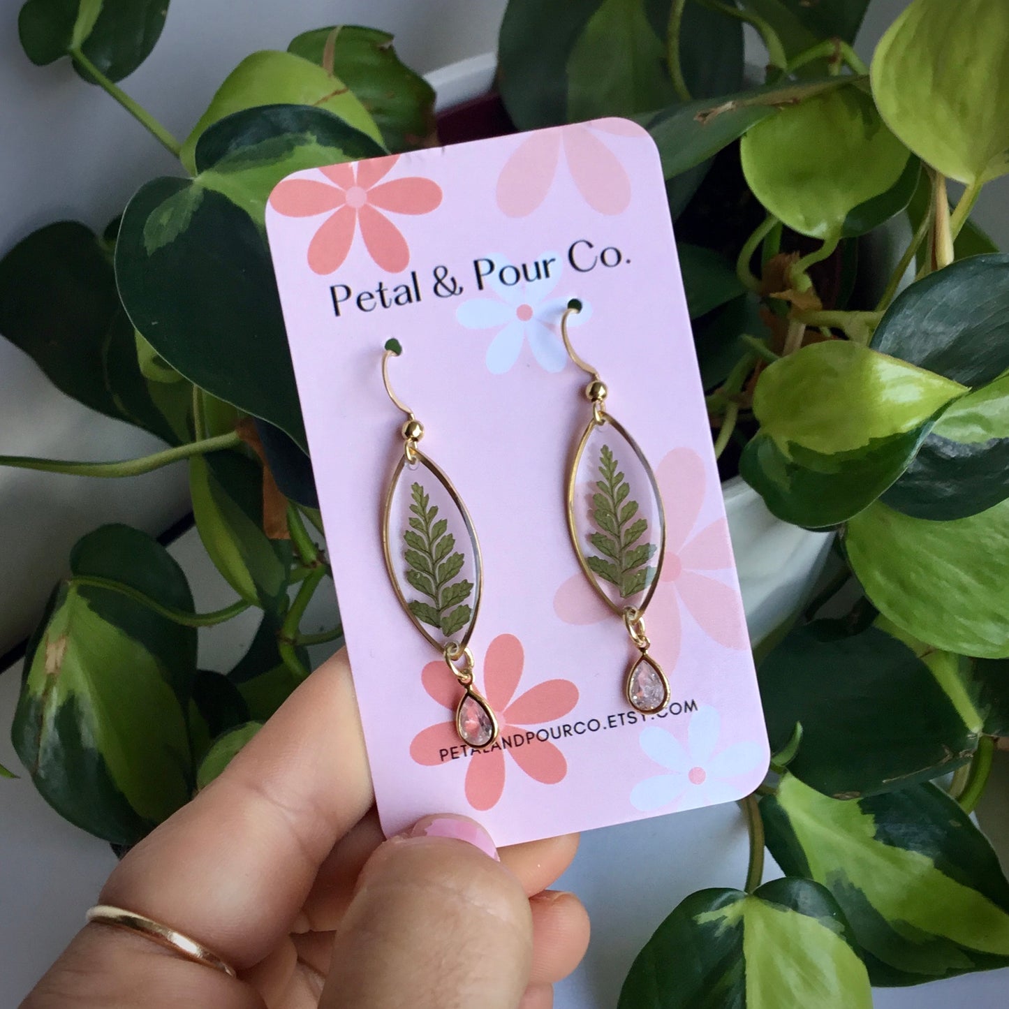Real Flower Marquee Pearl Earring