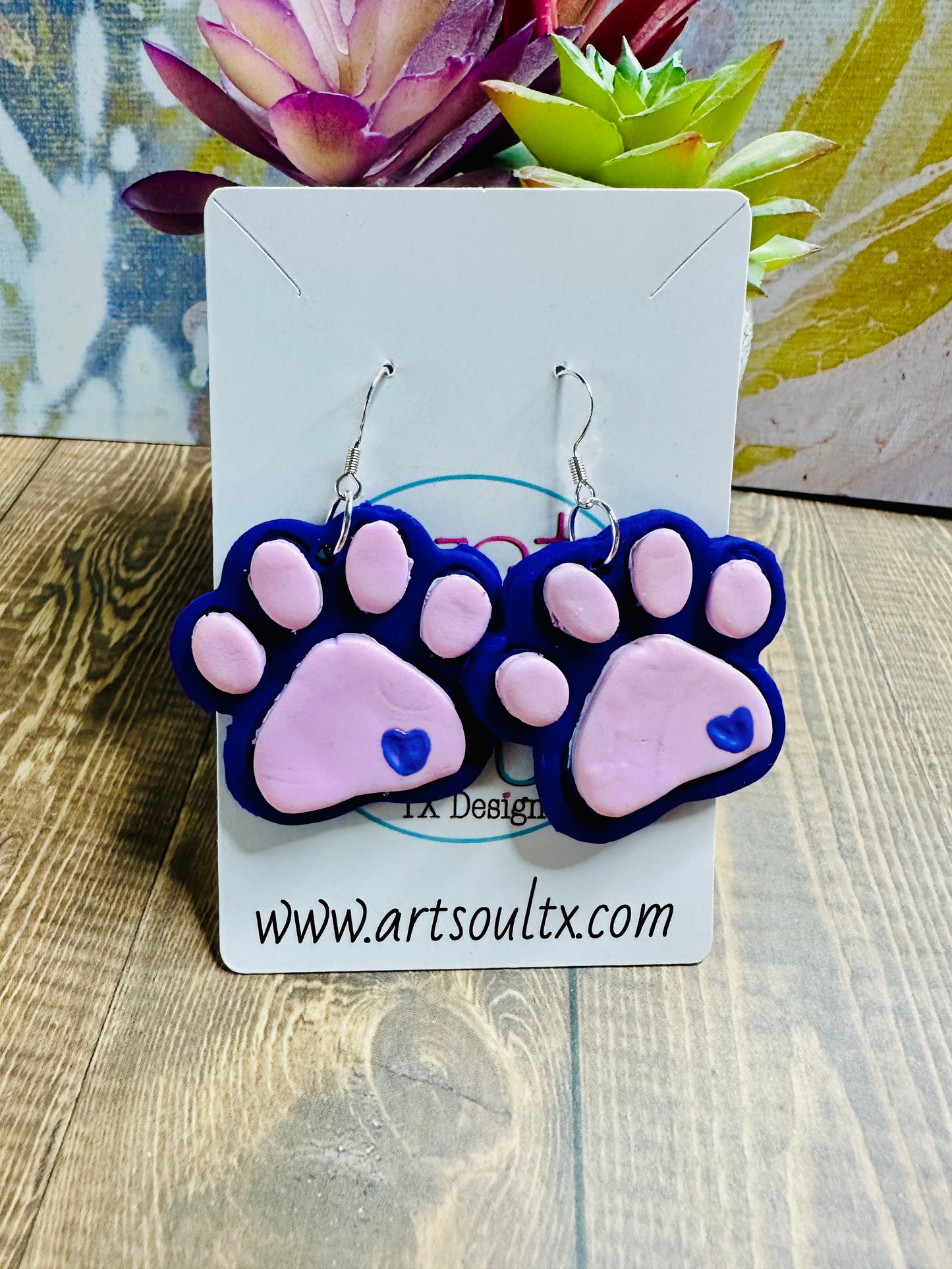 Purple Paw Earrings