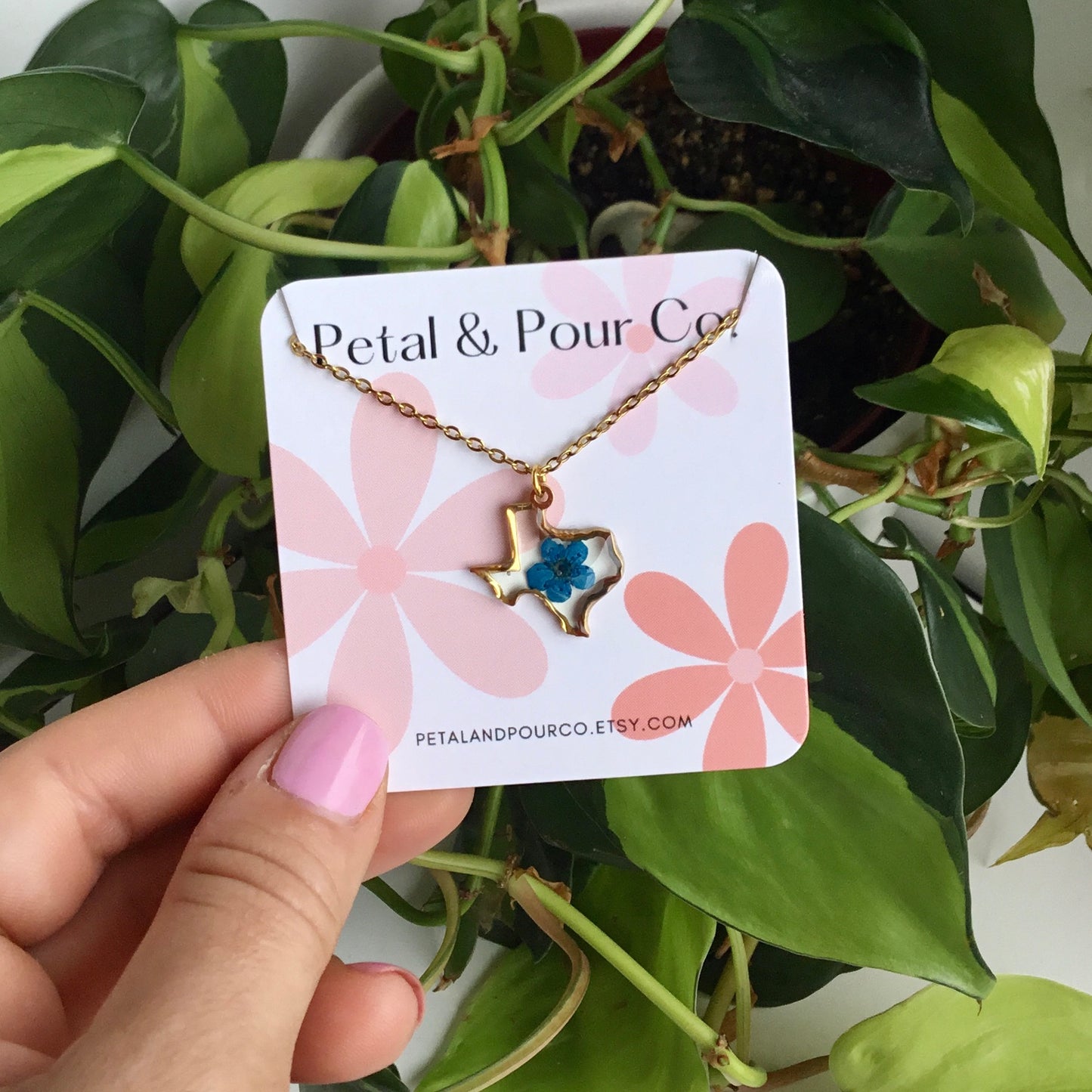 Real Flower Texas Necklace (Gold)