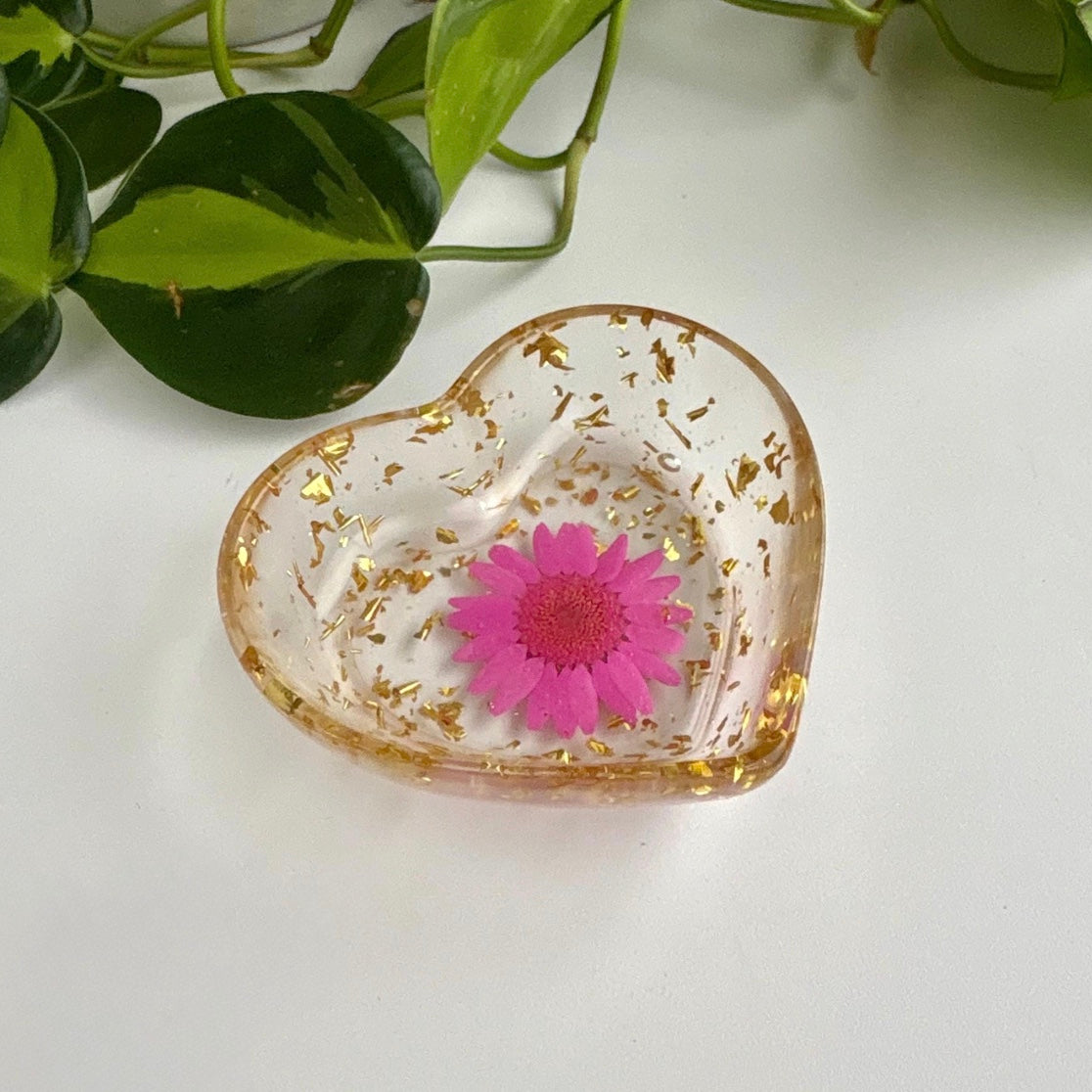 Real Flower Heart Jewelry Dish