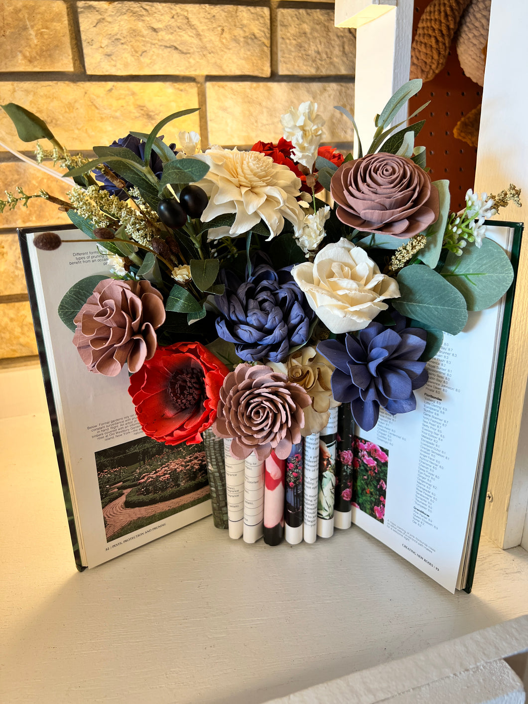 Book Vase with Sola Wood Floral arrangement