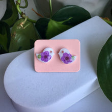 Real Flower Bird Stud Earring