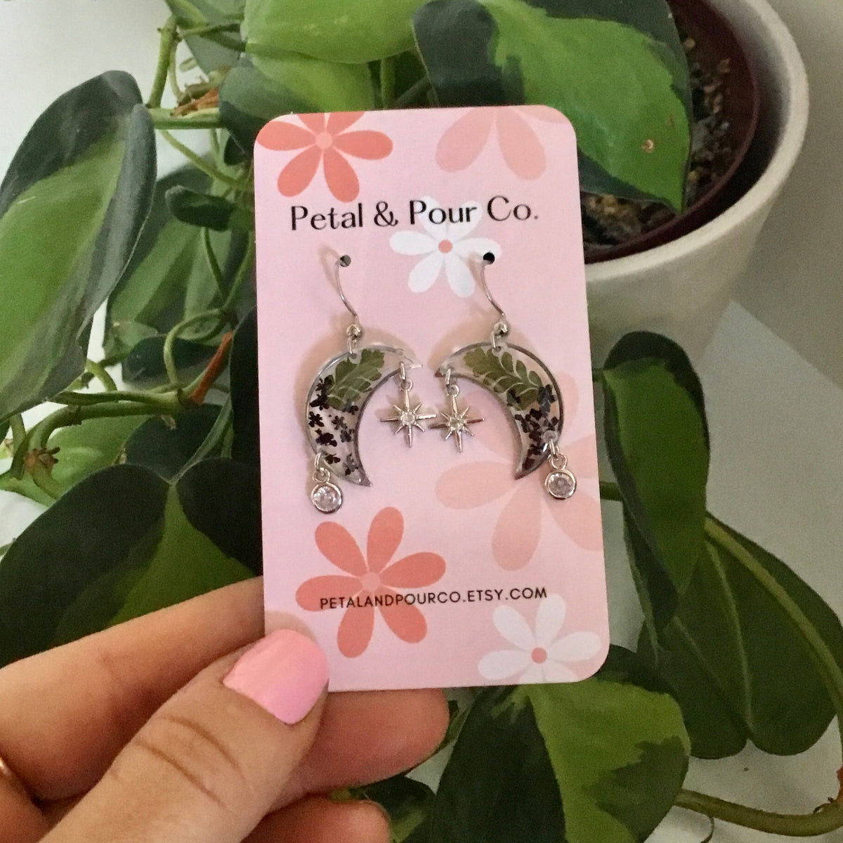 Real Flower Moon Earring