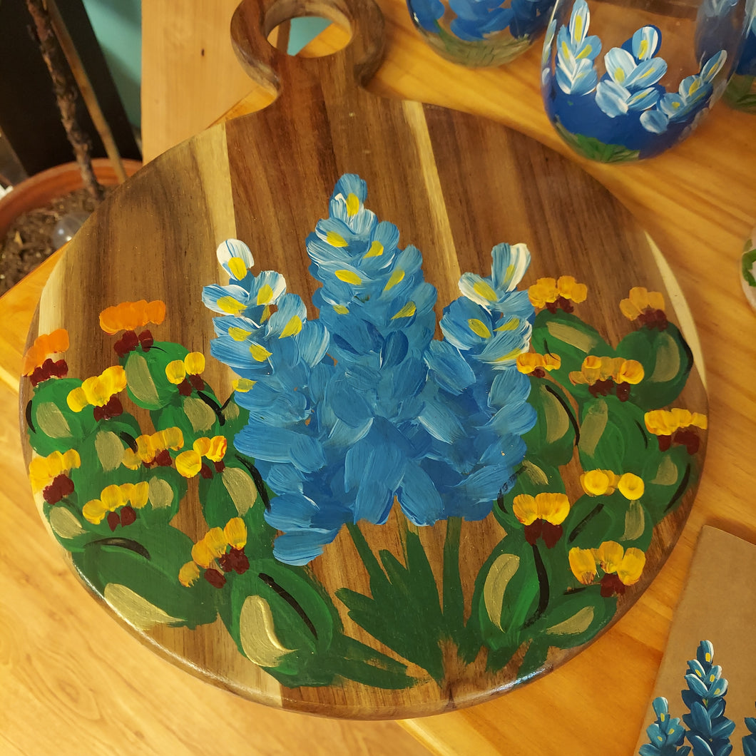Charcuterie Boards- bluebonnets and cacti