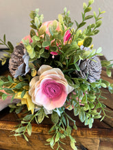 Sola wood flowers in small metal milk jug