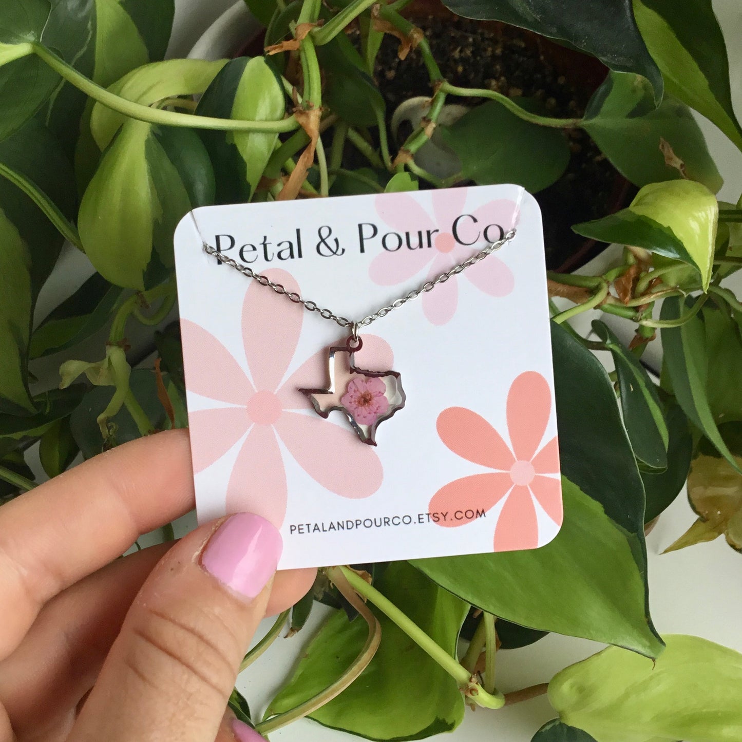 Real Flower Texas Necklace (Silver)
