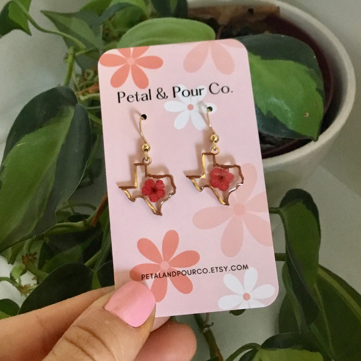 Real Flower Texas Earrings