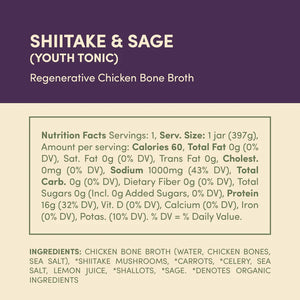 Bone Broth- chicken, shitake, shallot, sage