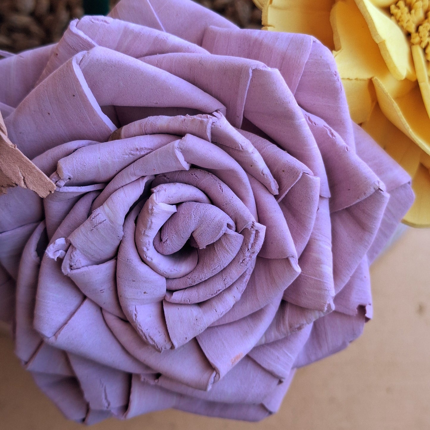 Ball point pens with hand painted sola wood flower