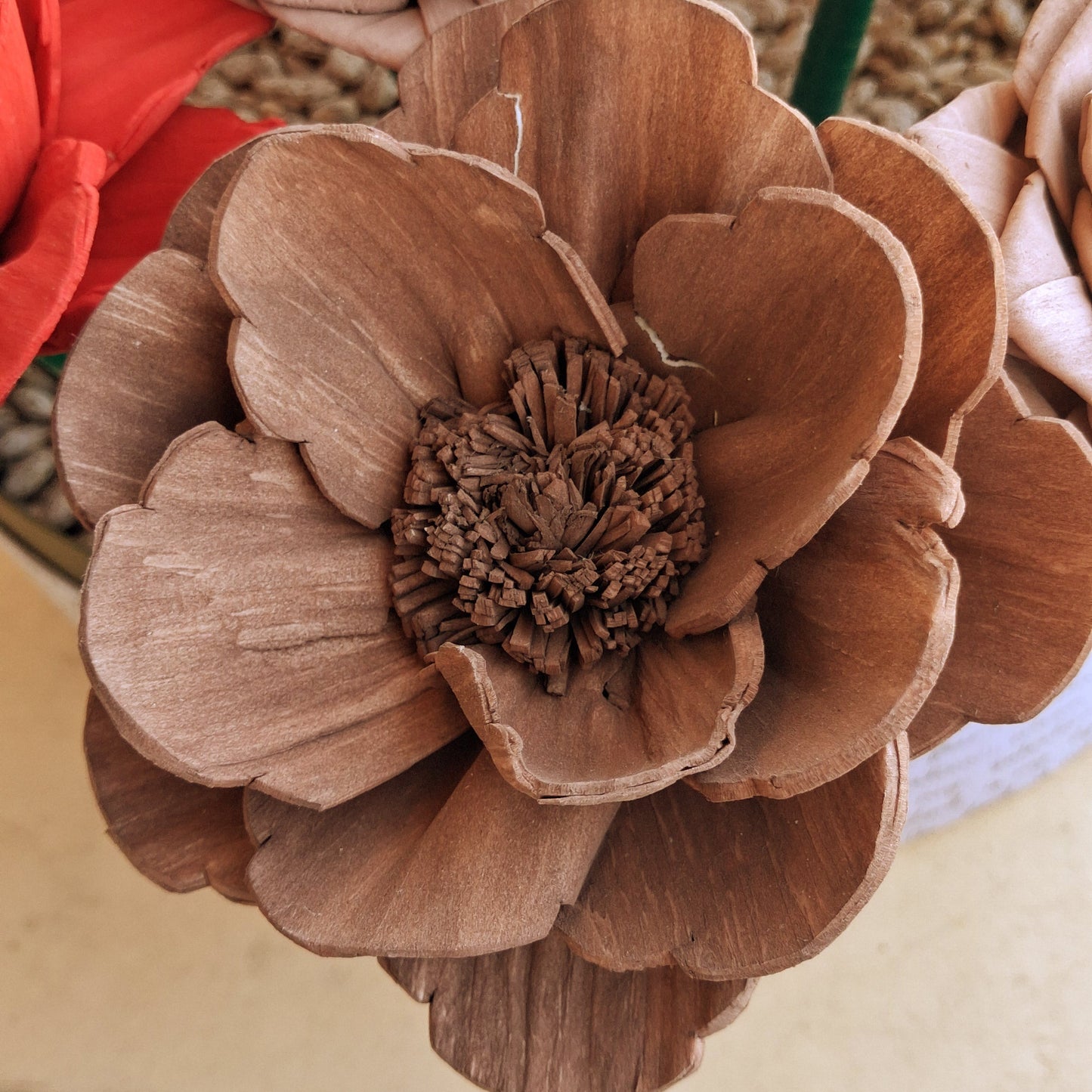 Ball point pens with hand painted sola wood flower