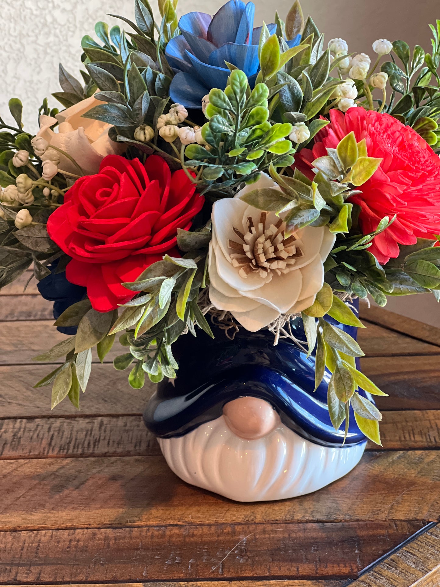 Sola Wood Flowers in Patriotic Gnome