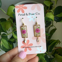 Real Flower Rectangle Earring