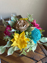 Sola wood flowers in small metal milk jug