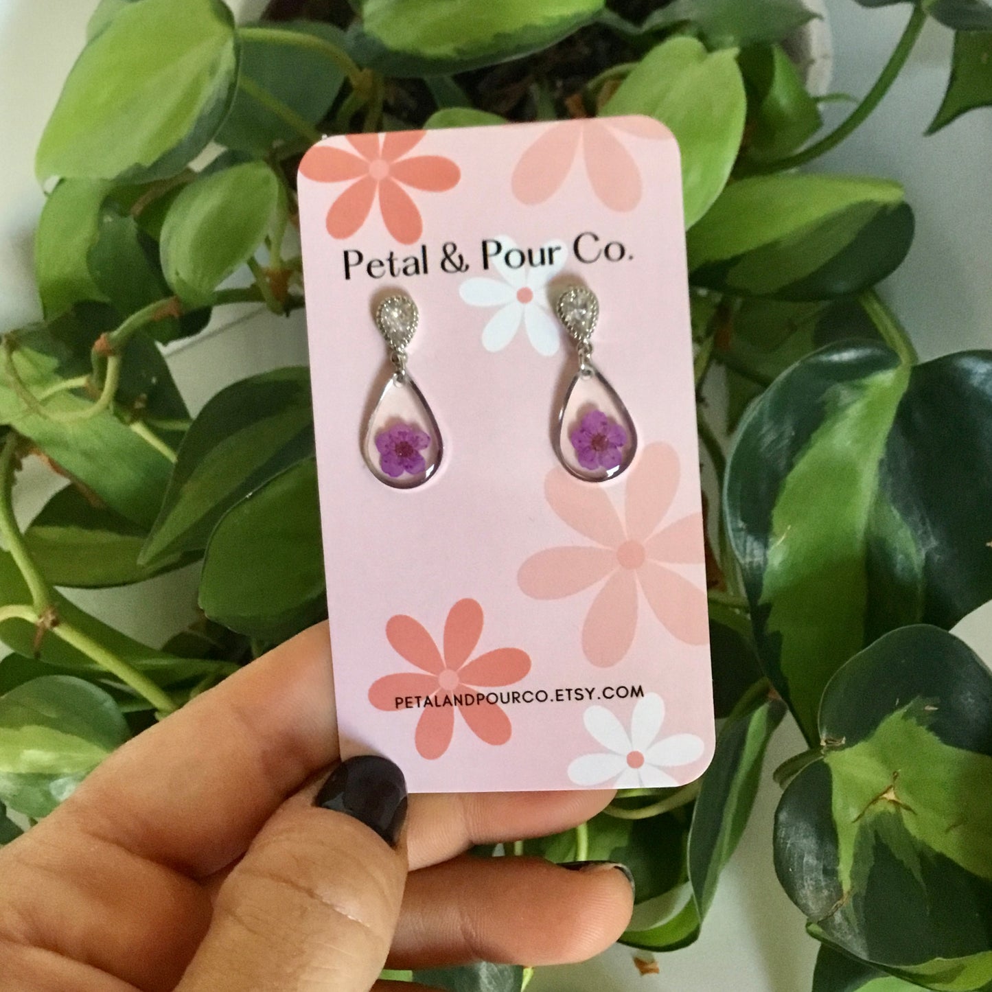 Real Flower Small Teardrop Earring