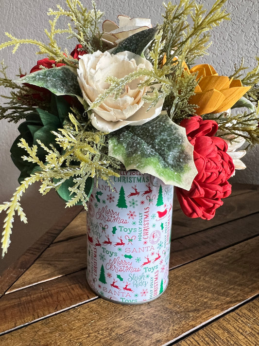 Sola Wood flowers in Christmas tin