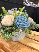 Sola Wood flowers in square ceramic container