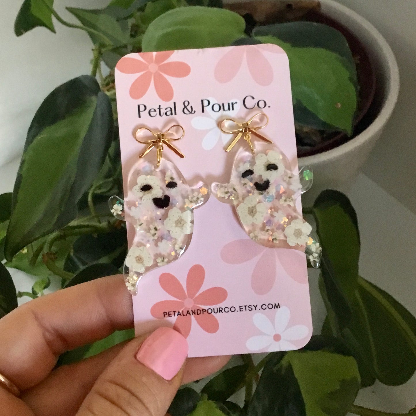 Real Flower Fall Earrings