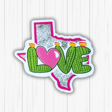 Texas Love Cactus Waterproof Sticker