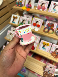 Hair Clips- Pink teacup