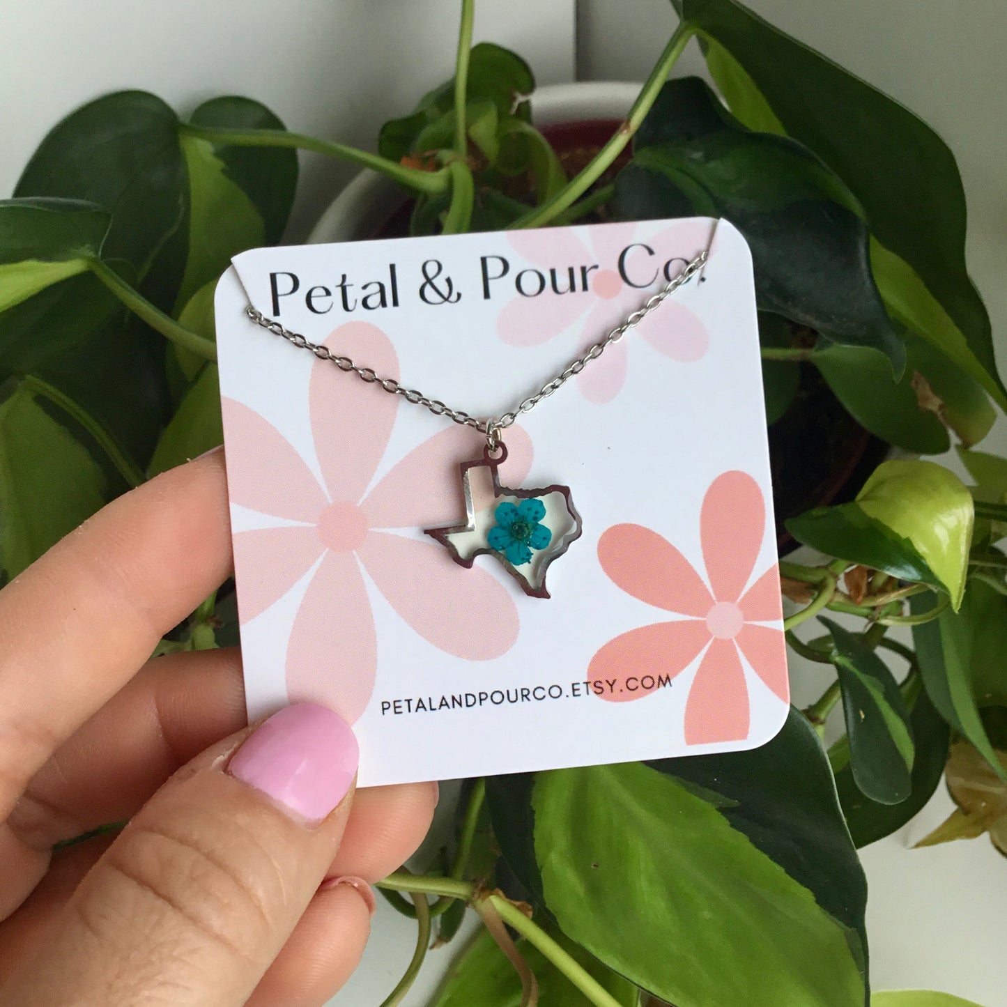 Real Flower Texas Necklace (Silver)