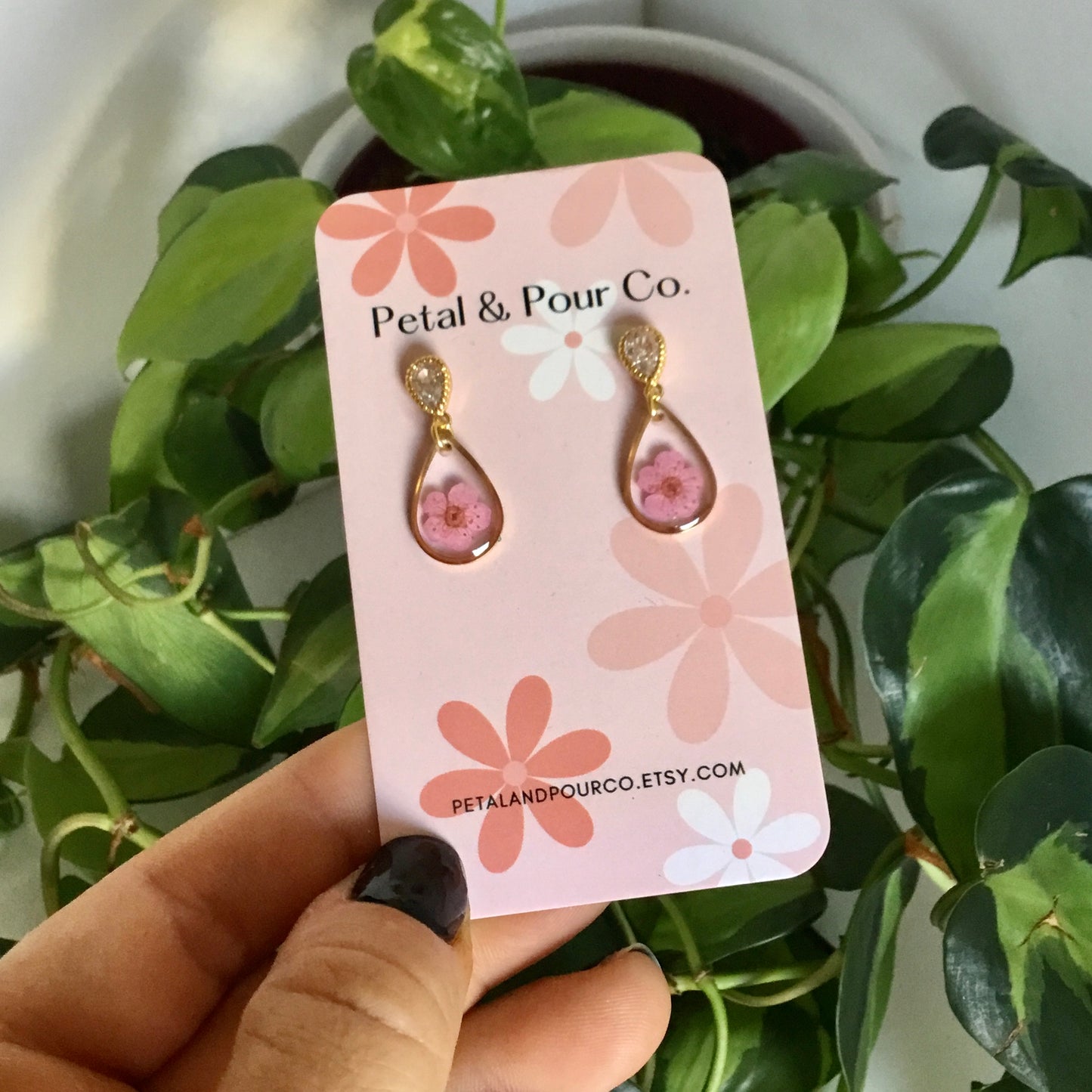 Real Flower Small Teardrop Earring