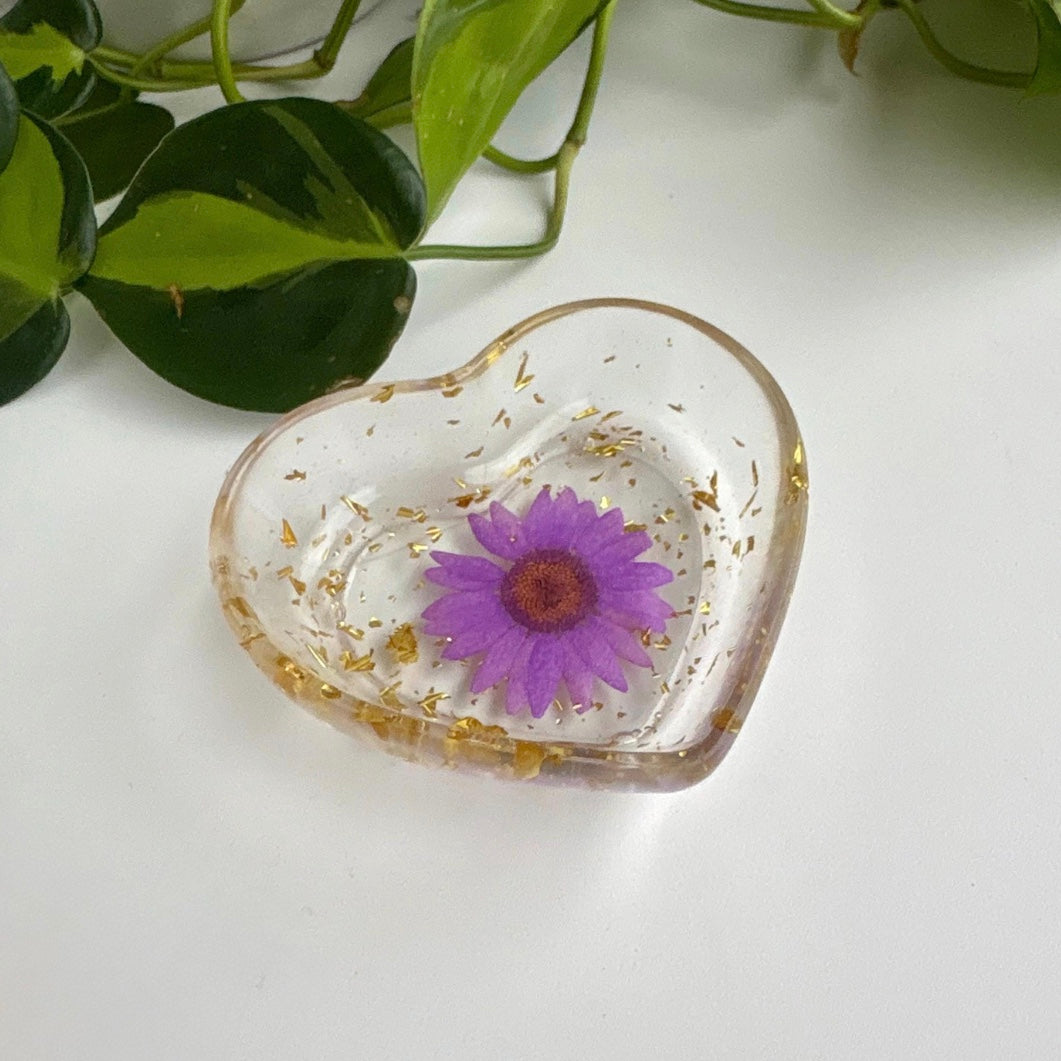 Real Flower Heart Jewelry Dish