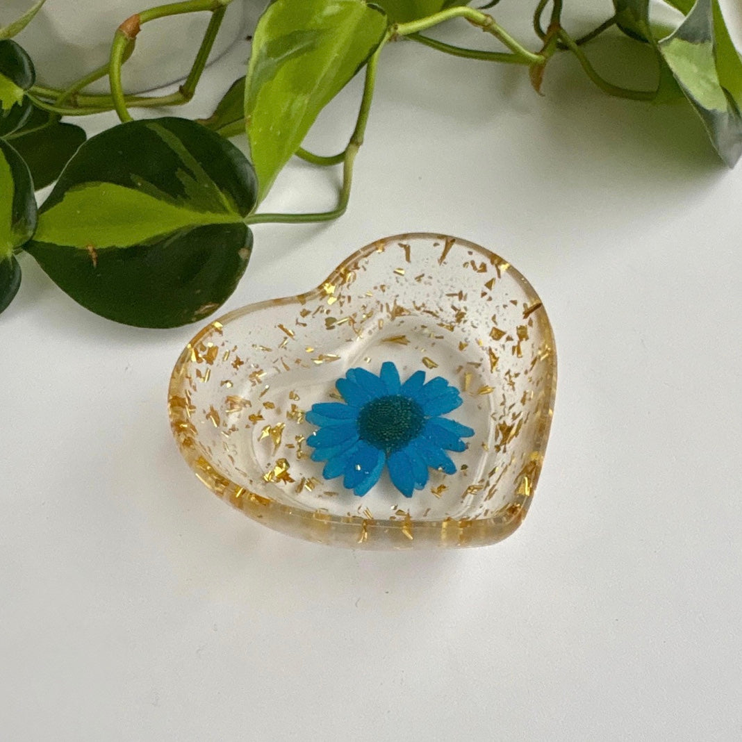Real Flower Heart Jewelry Dish