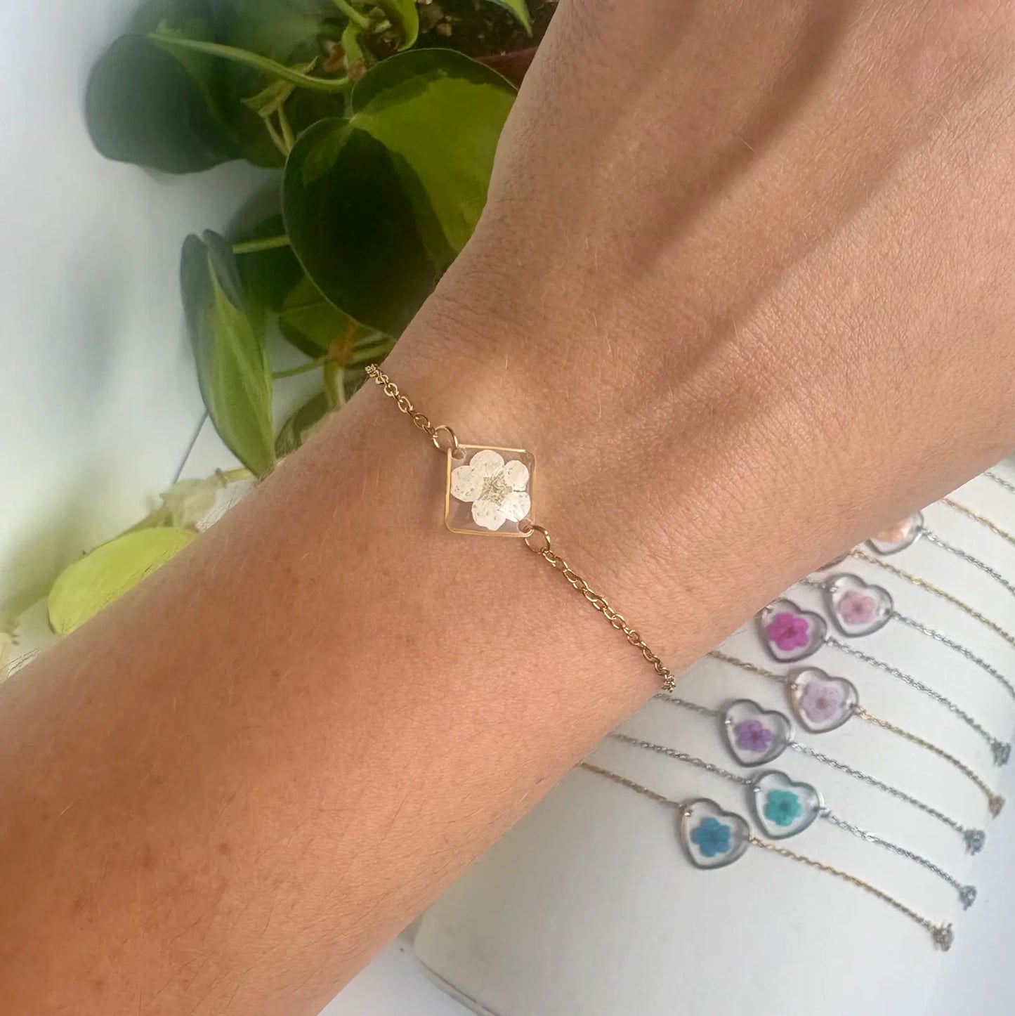 Real Flower Square Bracelet