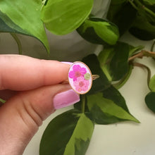 Real Flower Oval Ring