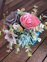 Sola Wood flowers in square ceramic container