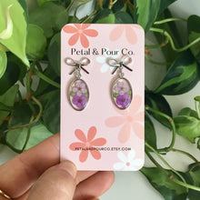 Real Flower Bow Oval Earring