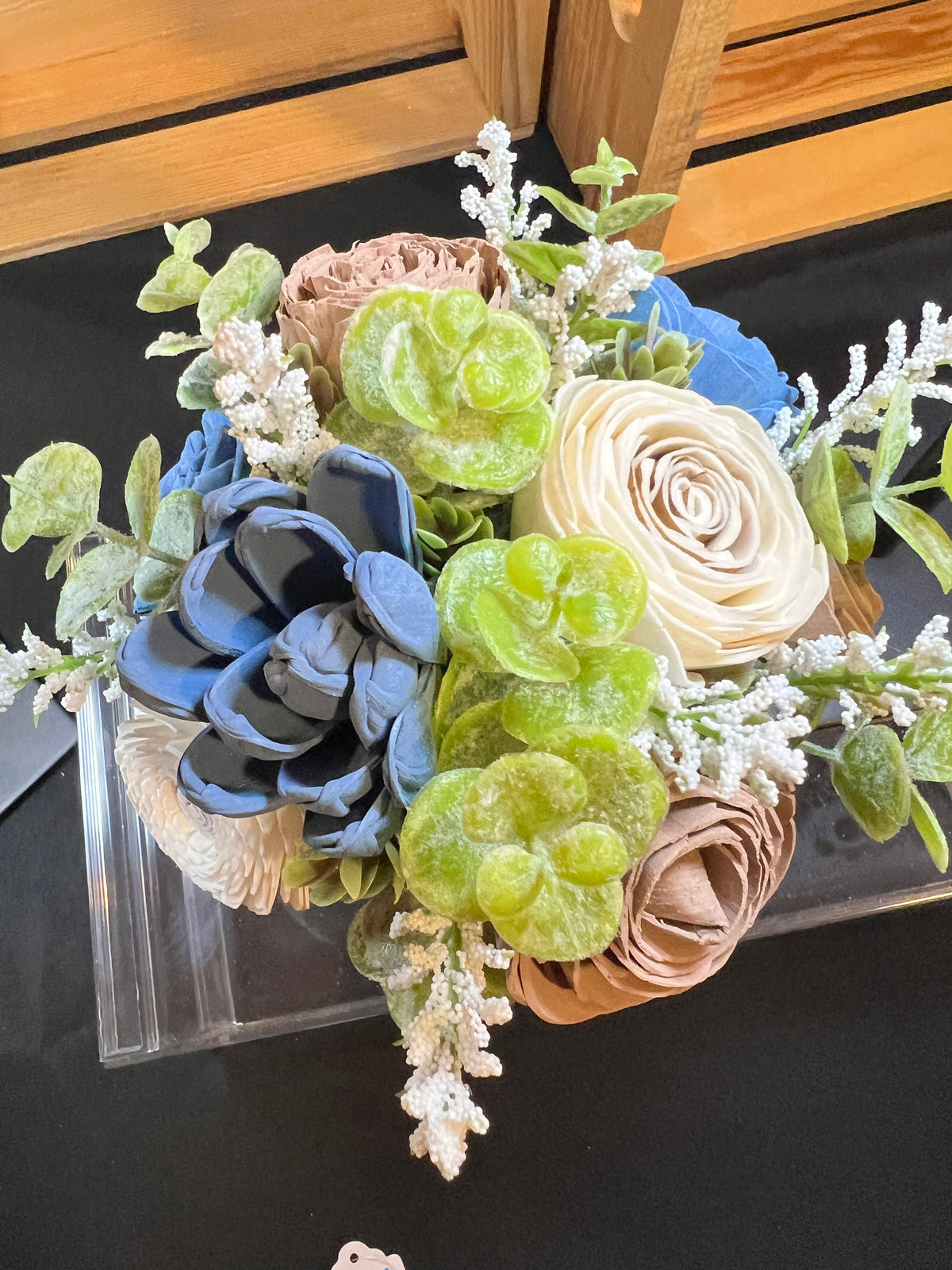 Sola Wood Flower arrangement in ceramic mug