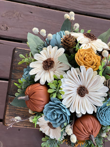 Sola wood floral arrangement in metal tin