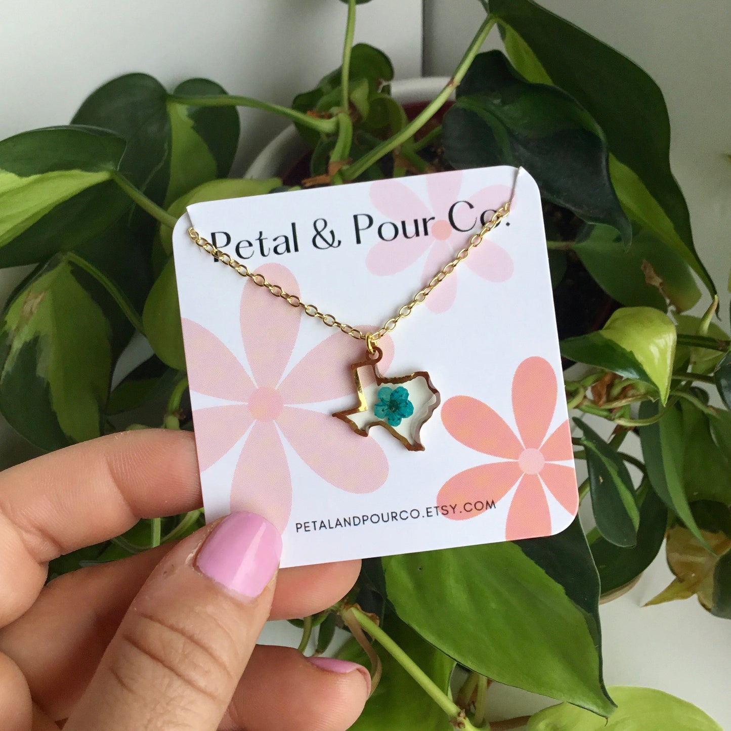 Real Flower Texas Necklace (Gold)