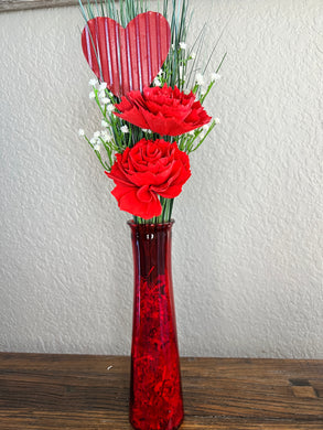 Sola wood flowers in red vase