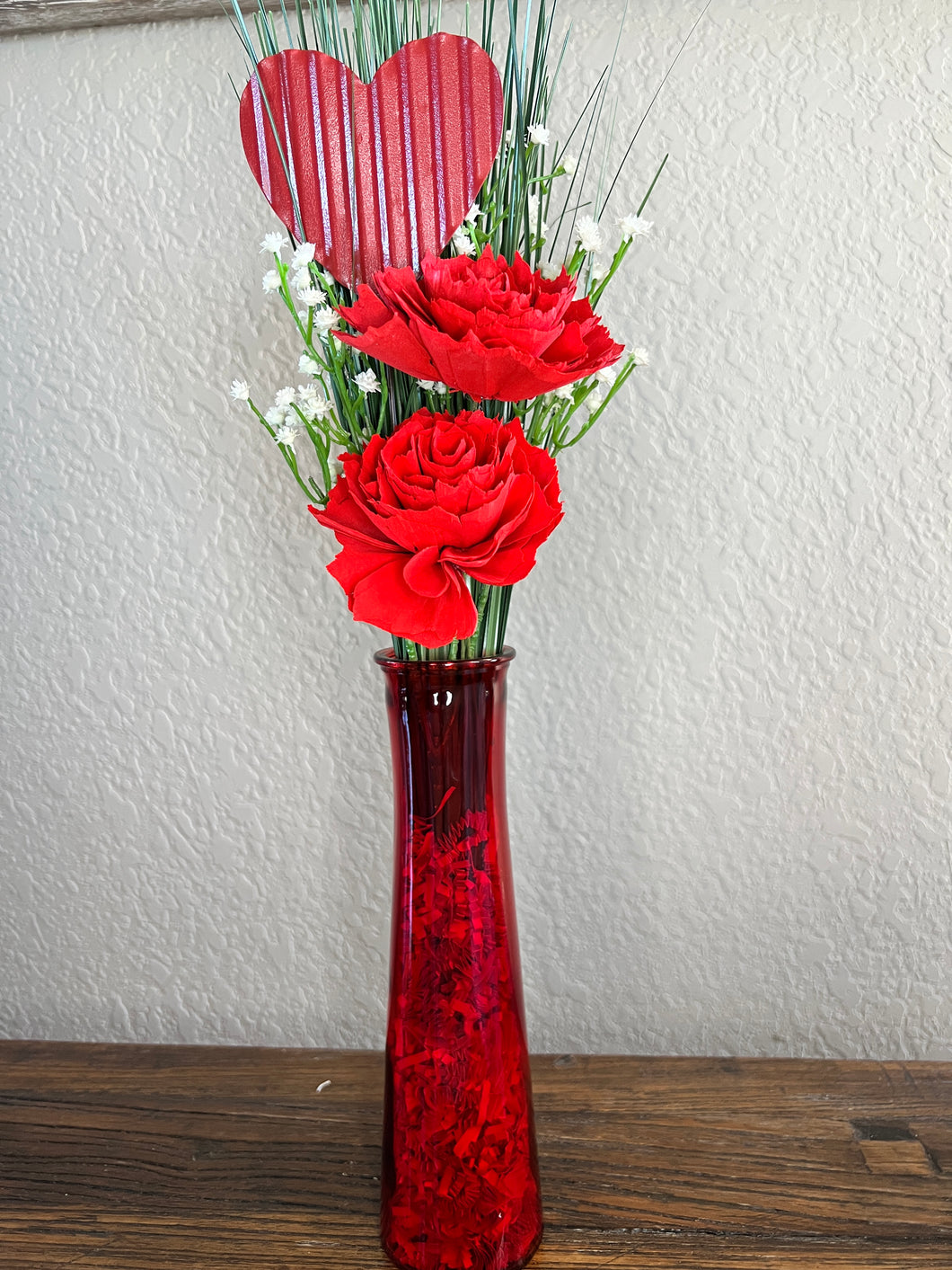 Sola wood flowers in red vase