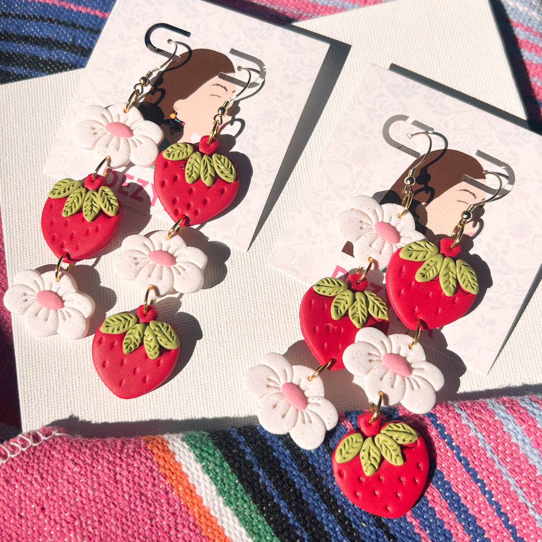 Earrings- Strawberry and flower